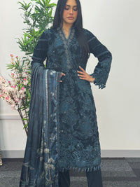 Maria B Luxury Velvet - Teal Blue -