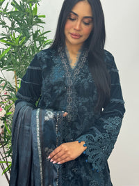 Maria B Luxury Velvet - Teal Blue -