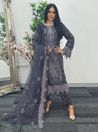 Maria B Luxury Velvet - Gray Purple -