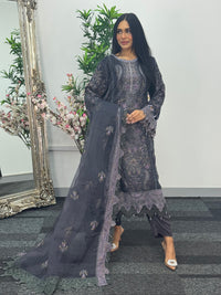 Maria B Luxury Velvet - Gray Purple -