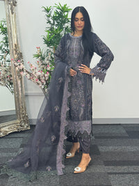 Maria B Luxury Velvet - Gray Purple -