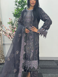 Maria B Luxury Velvet - Gray Purple -