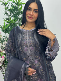 Maria B Luxury Velvet - Gray Purple -