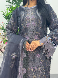 Maria B Luxury Velvet - Gray Purple -