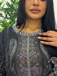 Maria B Luxury Velvet - Gray Purple -