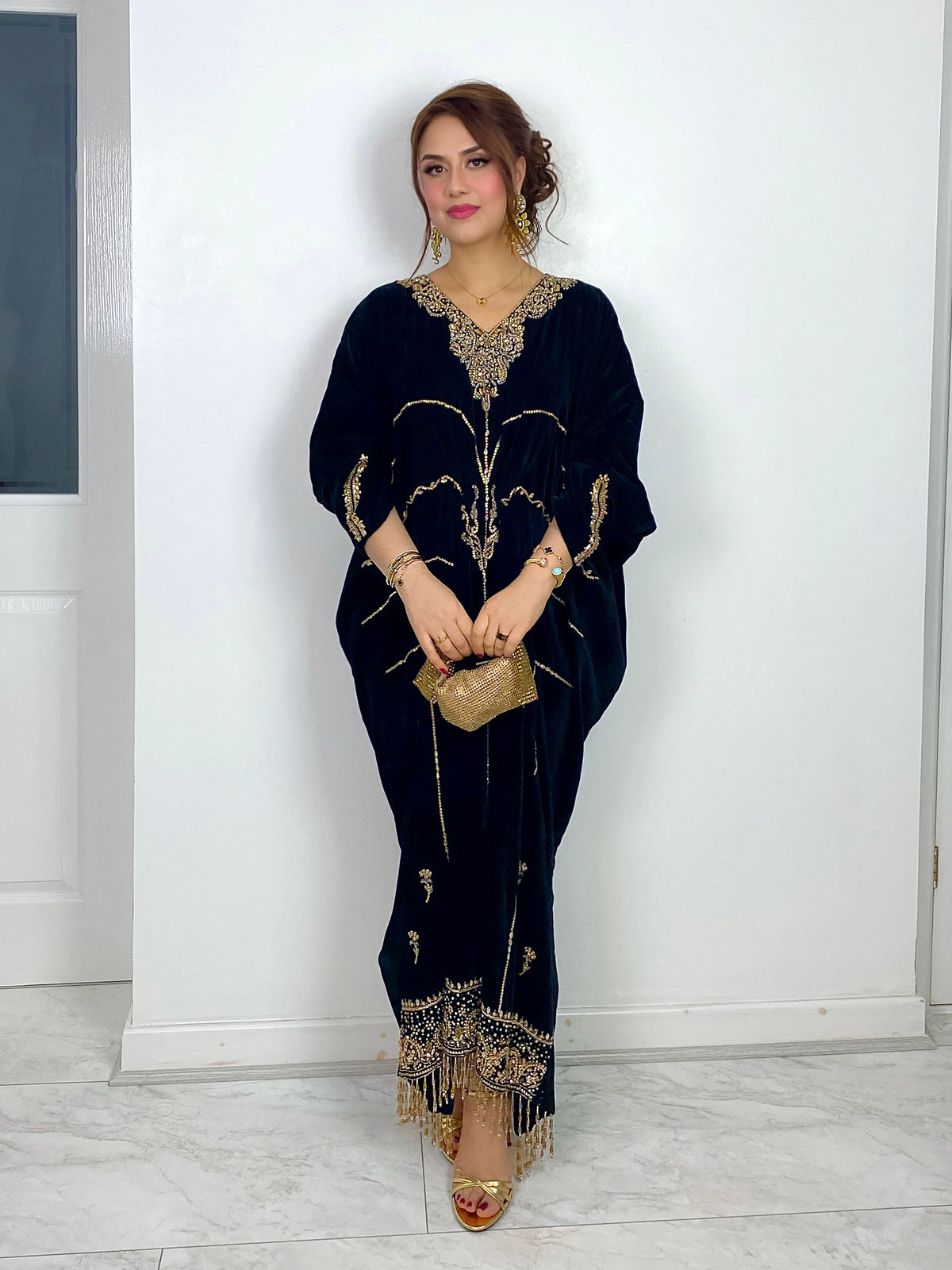 Preorder 5 weeks - “Raat ki Rani “ Velvet Kaftaan - Black Kaftan -