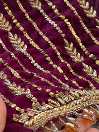 Singhaar Luxury Velvet Party Wear Magenta Gold UK 2023