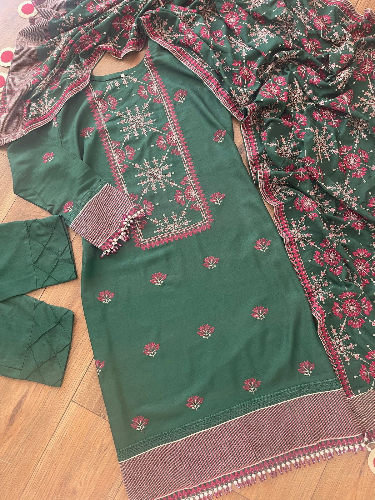 Bottle Green - Bareeze Karandi Winter Outfit winter - Rang de Boutique