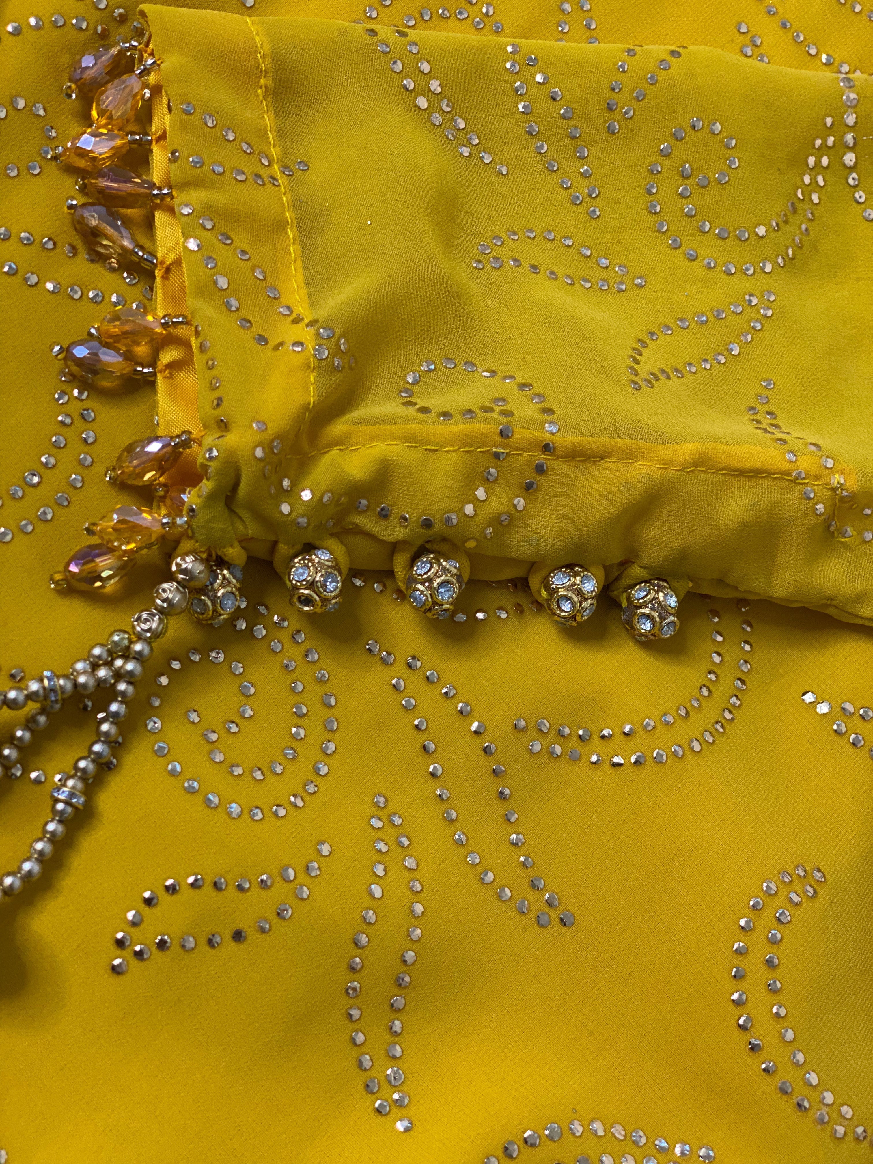 Maiyu Mukesh Party Wear yellow Gold wedding Dress - Rang de Boutique