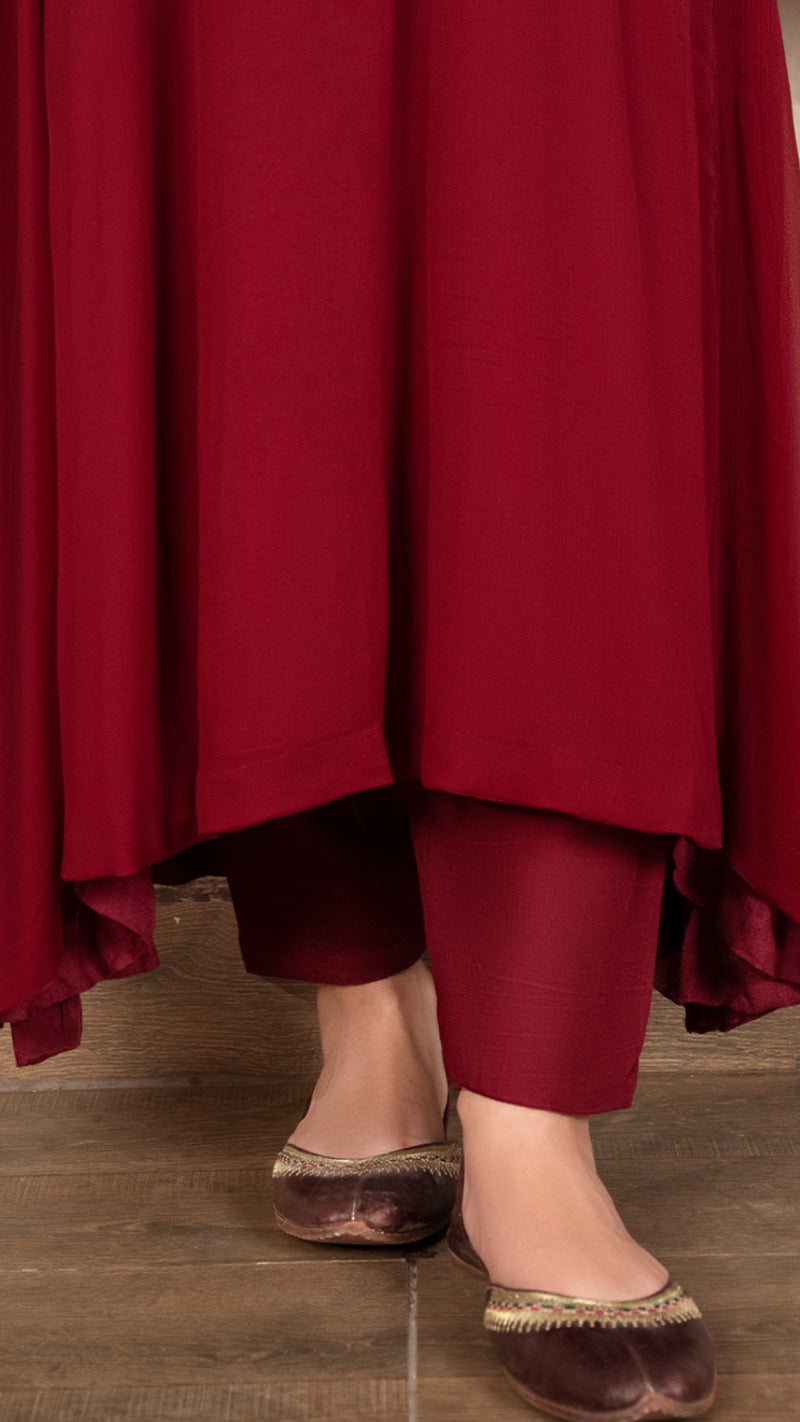 Laali Red Chiffon outfit perfect for Ramadan & Eid - Rang de Boutique