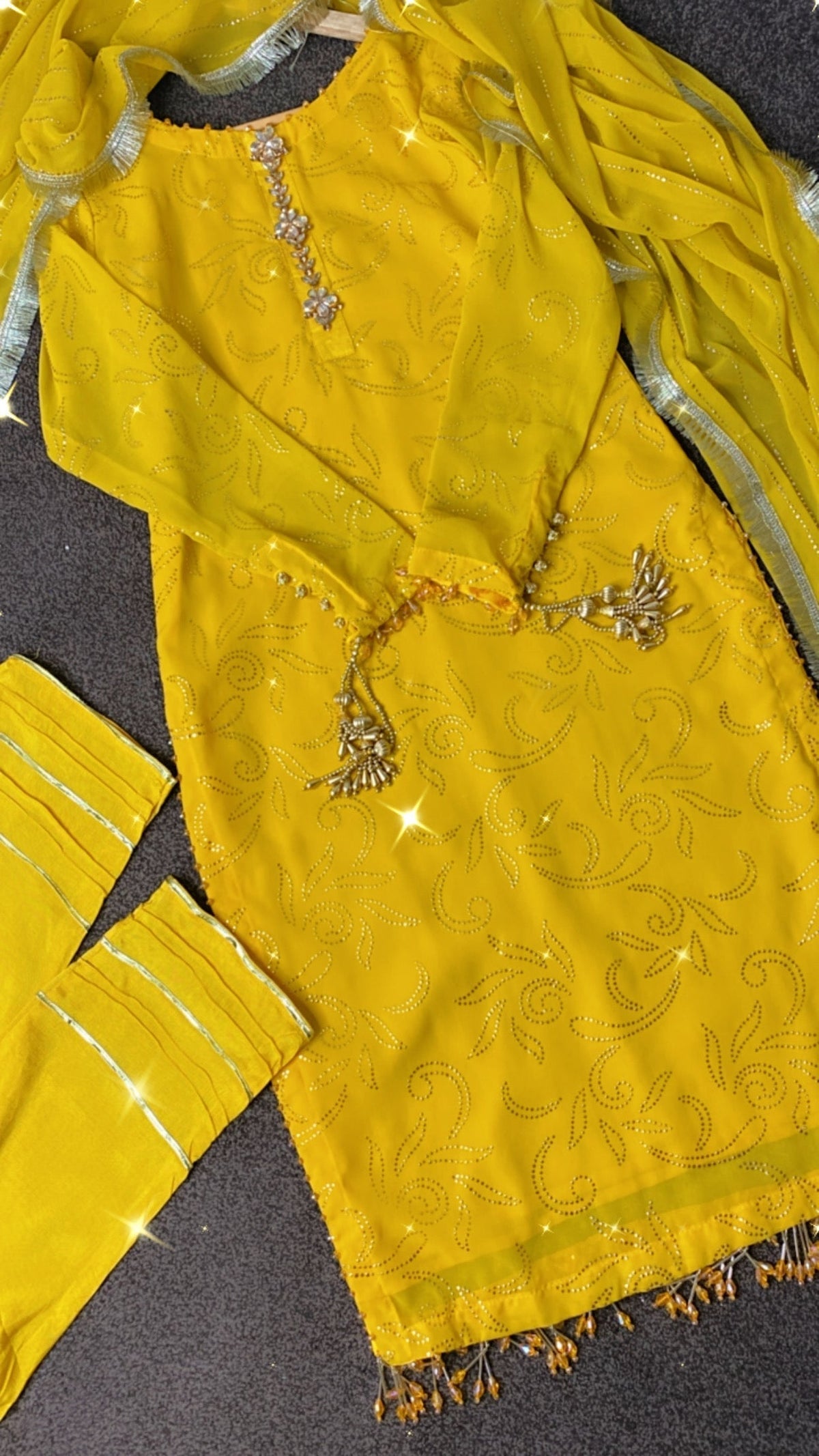 Maiyu Mukesh Party Wear Yellow Gold Wedding Dress UK Online