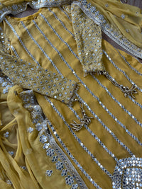 Mehfil - Mastard Yellow Luxury Chiffon with Foil - Rang de Boutique