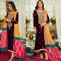 Anus Abrar Luxury Velvet Dress With Multi Organza Dupatta UK Online