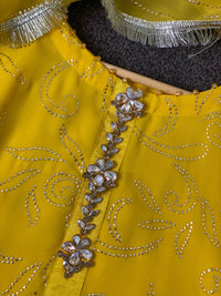 Maiyu Mukesh Party Wear yellow Gold wedding Dress - Rang de Boutique