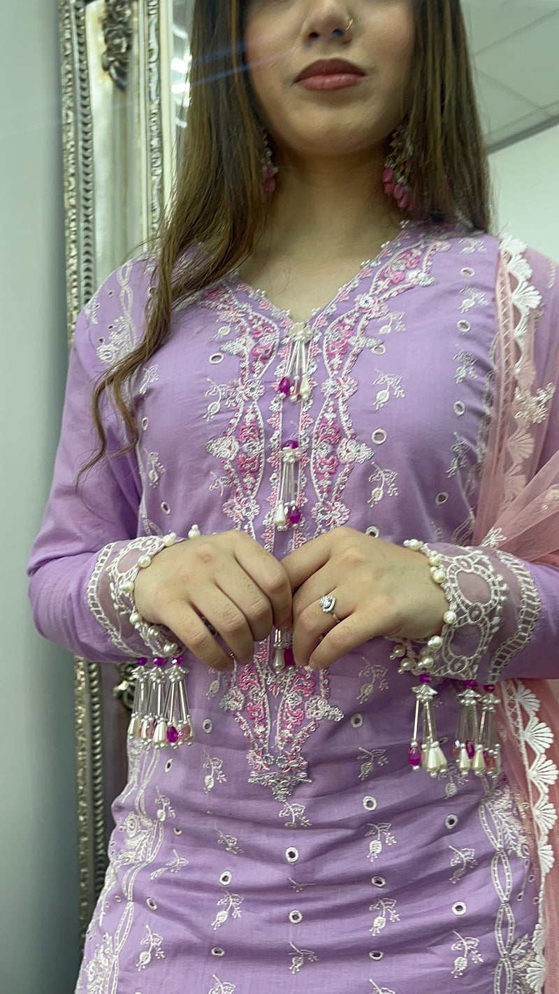 Asifa Nabeel - inspired - Lawn - Lilac Pink -