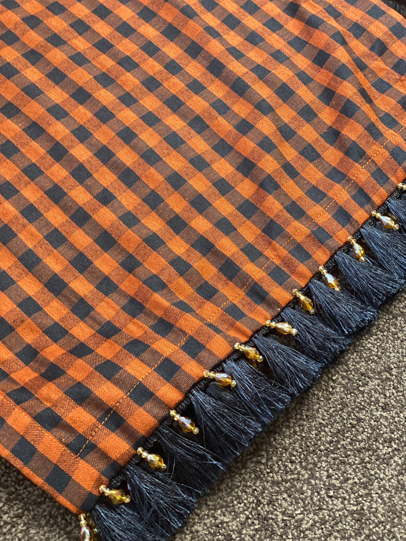 Casual Orange Black Checked Suit - Women's Party Wear UK 2023