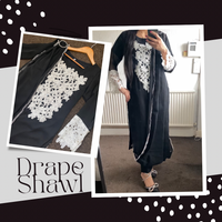 Monochrome Chiffon Drape Shawl black & white - Rang de Boutique