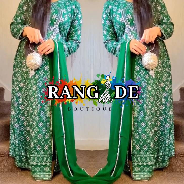 Chikankaari Maxi Green Frock - Women's Wedding Dresses UK 2023