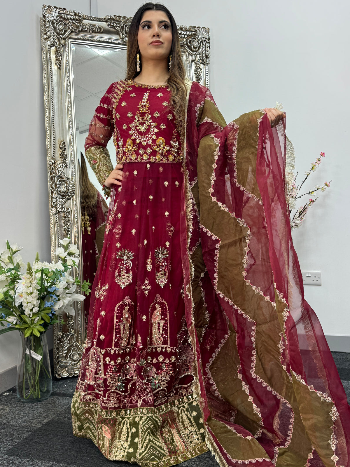 Gulaab - Maroon Green Maxi - Long Dress