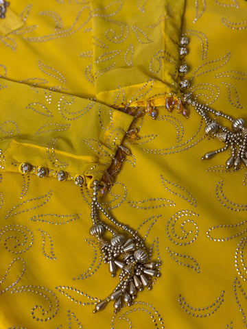 Maiyu Mukesh Party Wear yellow Gold wedding Dress - Rang de Boutique