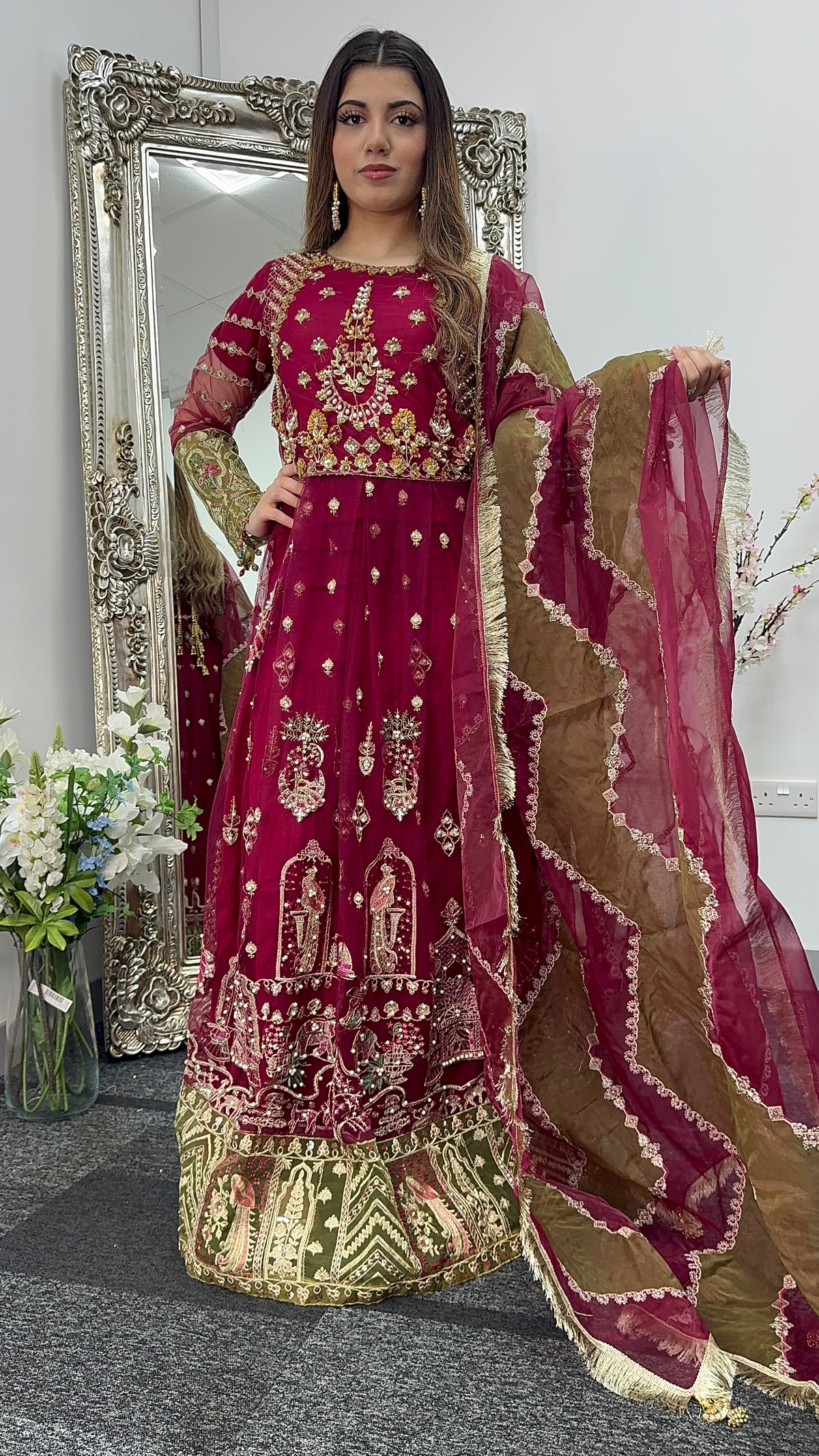 Gulaab - Maroon Green Maxi - Long Dress