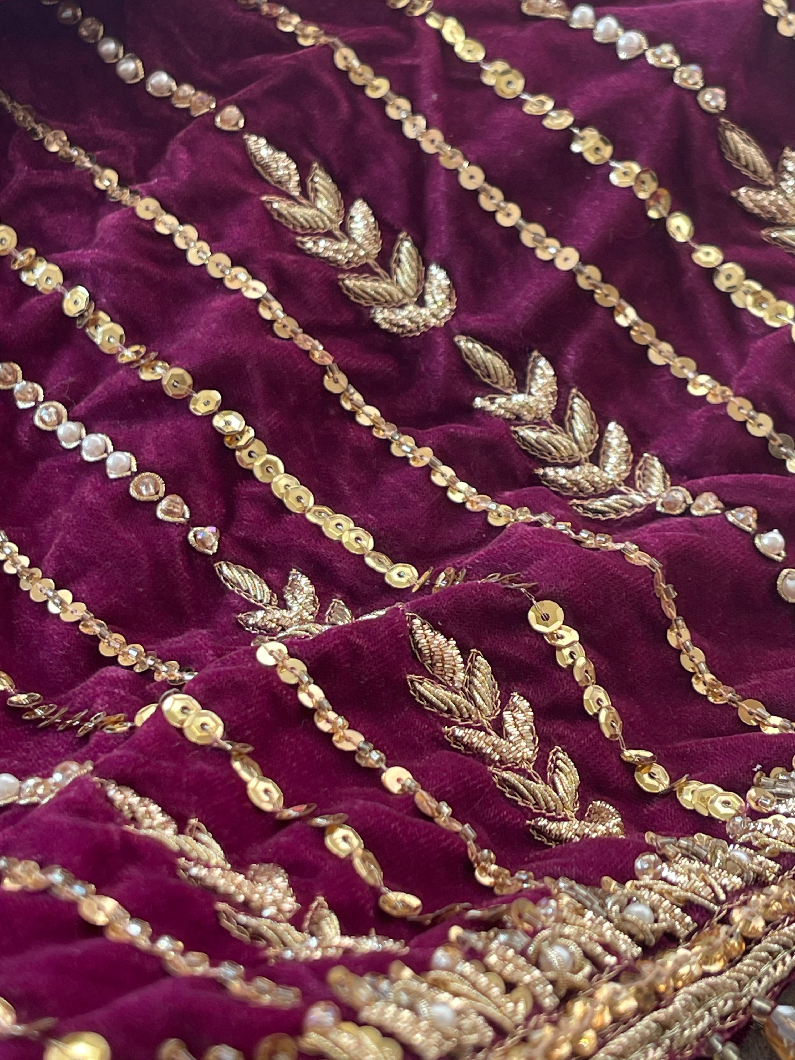 Singhaar Luxury Velvet Party Wear Magenta Gold UK 2023