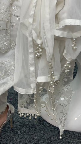 Pearl Crush - Cutdana - Nikkah - White Party Outfit