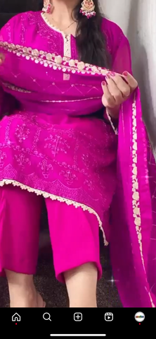 Agha Noor Inspired Hot Pink Magenta Chiffon Dress UK 2023