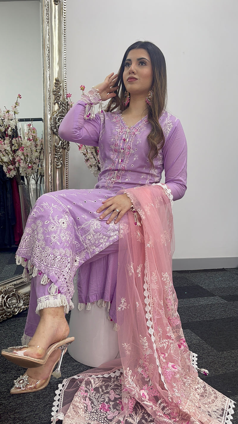 Asifa Nabeel - inspired - Lawn - Lilac Pink -