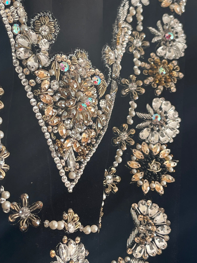 “Raat ki Rani 3” Velvet Pret Black Kaftan- Hand Embellished Kaftaan winter - Rang de Boutique