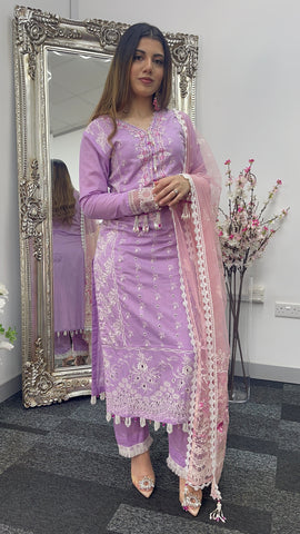 Asifa Nabeel - inspired - Lawn - Lilac Pink -