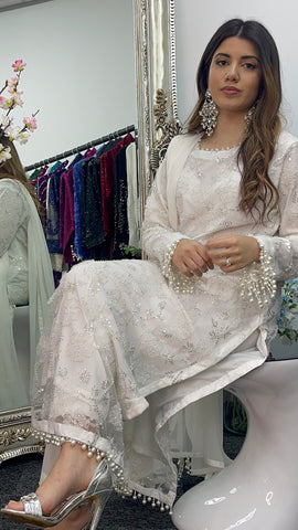 Pearl Crush - Cutdana - Nikkah - White Party Outfit