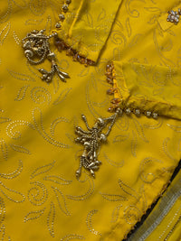 Maiyu Mukesh Party Wear yellow Gold wedding Dress - Rang de Boutique