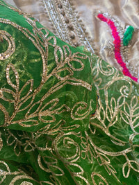 “Hara Dupatta” KB Garara Outfit for Mehndi Gold Green - Rang de Boutique