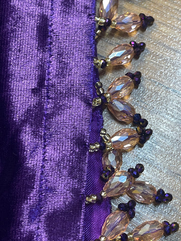 “Jaman” purple Velvet Pret with gold and Silver Wedding Outfit - Rang de Boutique