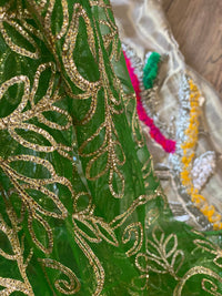 “Hara Dupatta” KB Garara Outfit for Mehndi Gold Green - Rang de Boutique