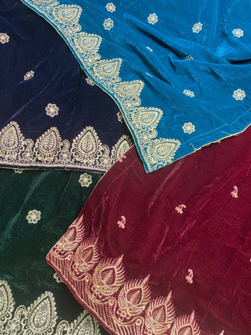 Velvet Embroidered Shawl Shawls - Rang de Boutique