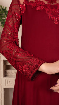 Laali Red Chiffon outfit perfect for Ramadan & Eid - Rang de Boutique