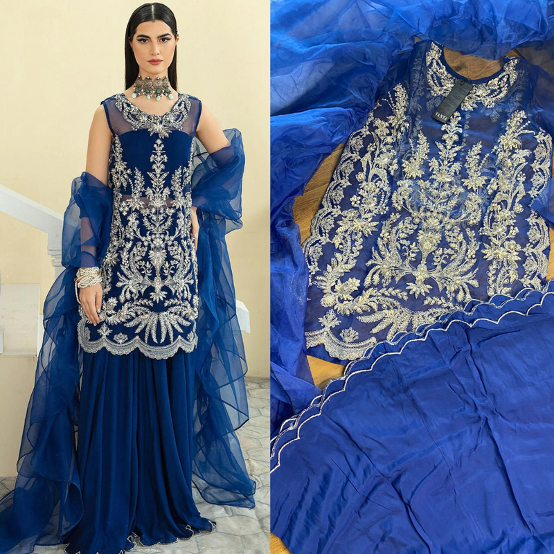 Original Vanya Blue & Silver Sharara Suit - Rang de Boutique