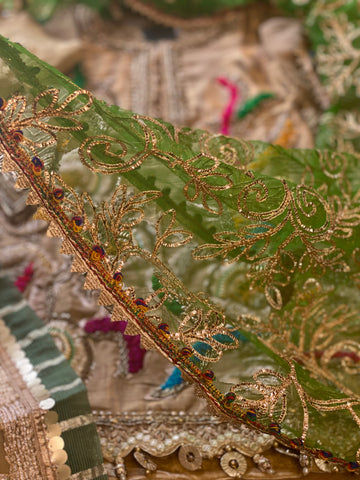 “Hara Dupatta” KB Garara Outfit for Mehndi Gold Green - Rang de Boutique