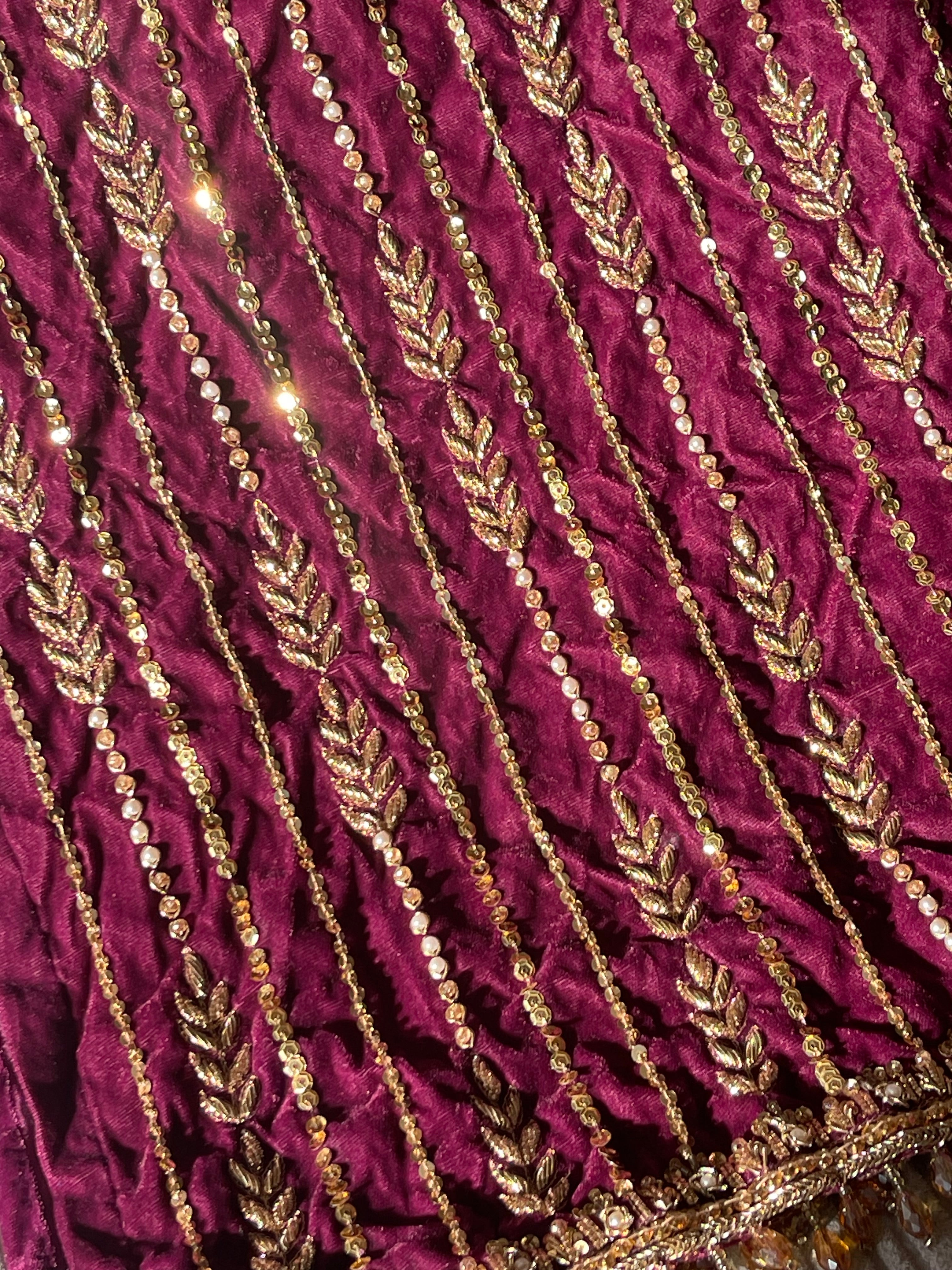 Singhaar Luxury Velvet Party Wear Magenta Gold UK 2023