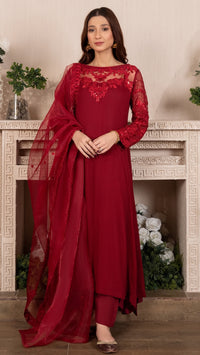 Laali Red Chiffon outfit perfect for Ramadan & Eid - Rang de Boutique