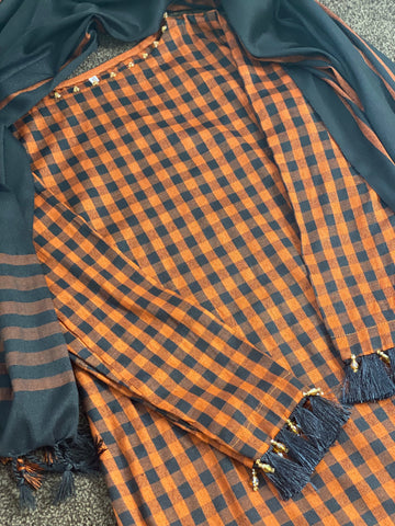 Casual Orange Black Checked Suit - Women's Party Wear UK 2023