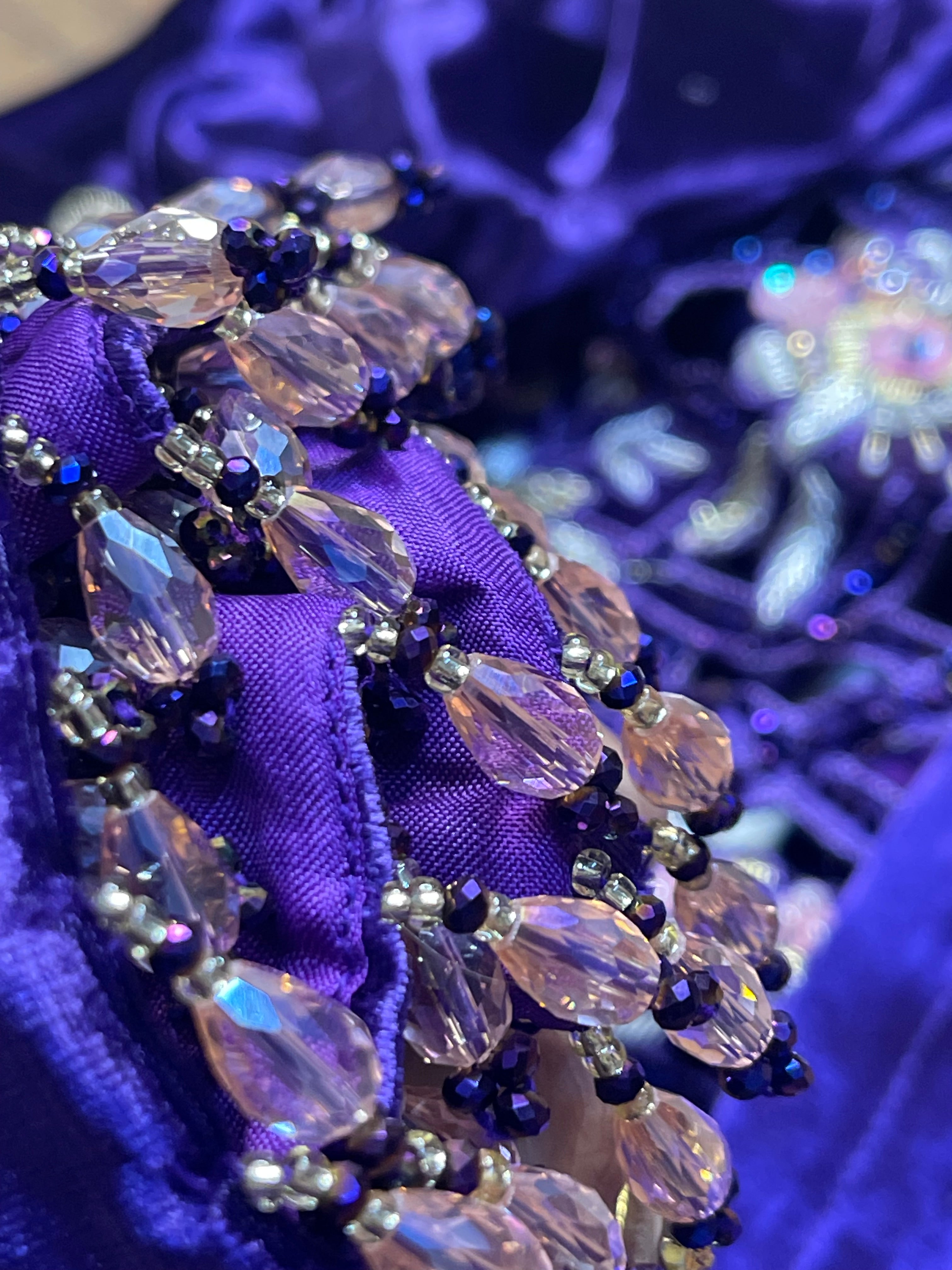 “Jaman” purple Velvet Pret with gold and Silver Wedding Outfit - Rang de Boutique