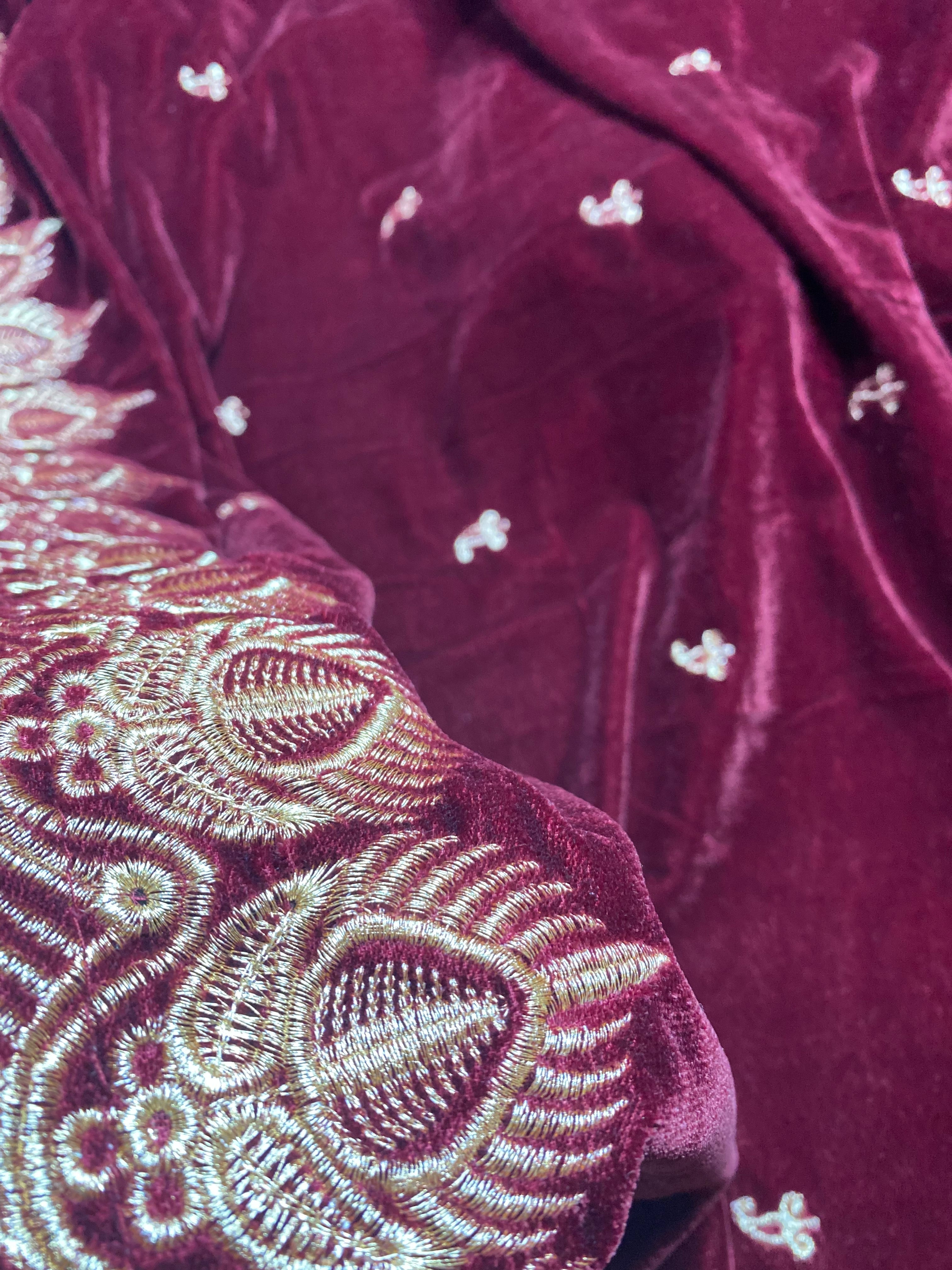 Velvet Embroidered Shawl Shawls - Rang de Boutique