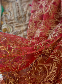 “ Laal Dupatta” KB Garara Outfit for Mehndi Wedding Gold Red - Rang de Boutique