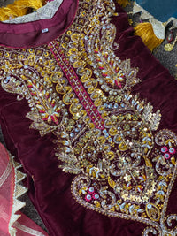 Anus Abrar Luxury Velvet Dress With Multi Organza Dupatta UK Online