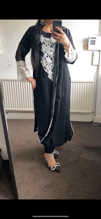 Monochrome Chiffon Drape Shawl black & white - Rang de Boutique