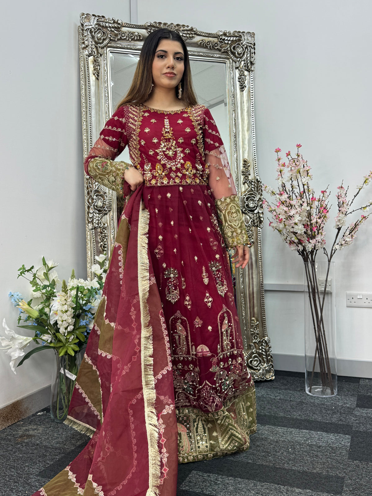 Gulaab - Maroon Green Maxi - Long Dress