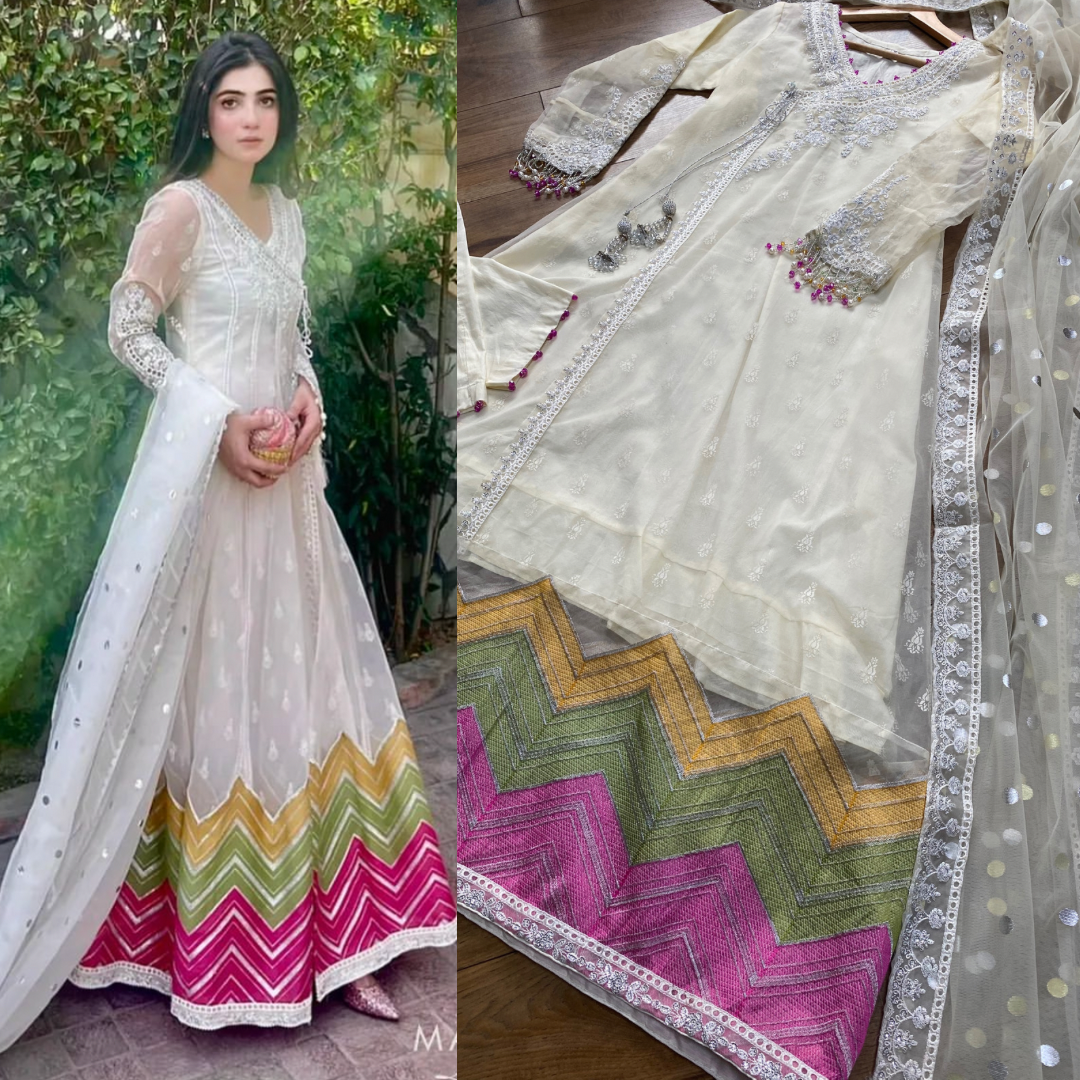 Maria B ‘Queen’ white angrakha Maxi - Rang de Boutique